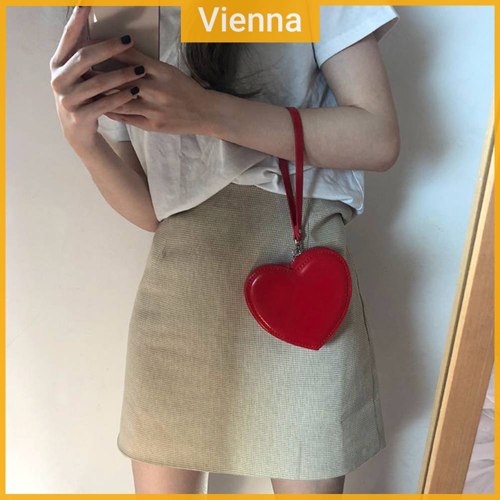 Ví Da Mini Cầm Tay Hình Trái Tim Thời Trang Cho Nữ