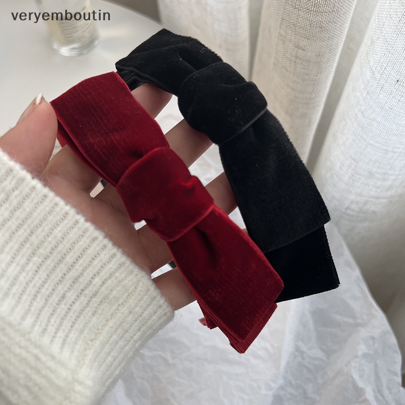 Băng Đô Cài Tóc Bằng Vải Nhung Màu Trơn Đính Nơ Thời Trang Đơn Giản Cổ Điển Dành Cho Bạn Nữ