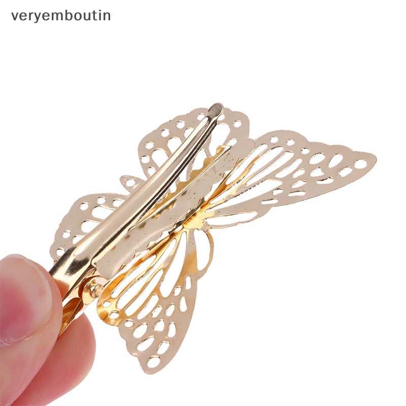 Bộ 2 Kẹp Tóc Kim Loại Hình Bươm Bướm Thời Trang Dành Cho Nữ