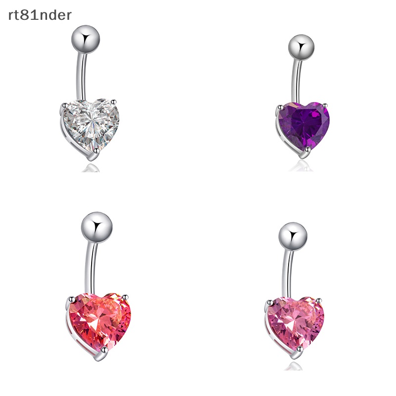 Khuyên Rốn Hình Trái Tim Đính Đá Zircon Màu Sắc rt Thời Trang Cho Nữ