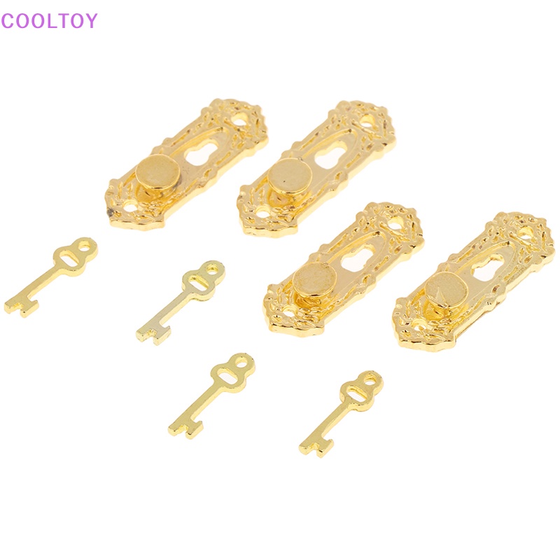 Cooltoy Tay Nắm Cửa Kim Loại Mini Màu Vàng Kèm Chìa Khóa Tỉ Lệ 1 / 12 Trang Trí Nhà Búp Bê
