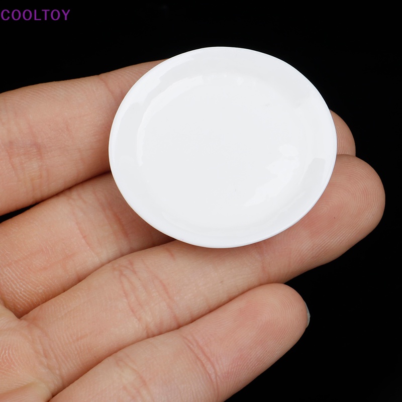 Set 4 Đĩa Tròn Mini Màu Trắng Trang Trí Nhà Búp Bê 1: 12