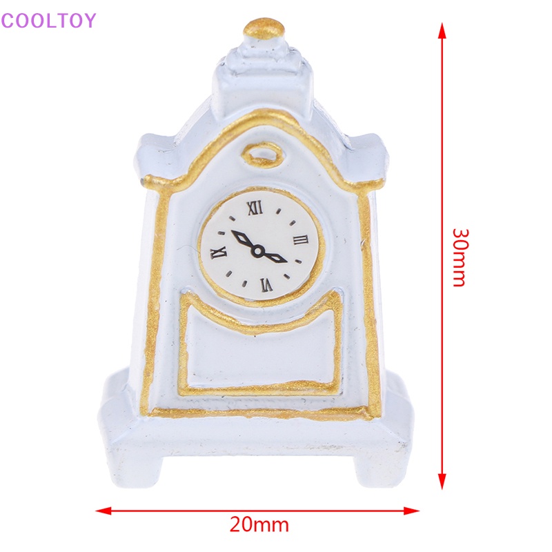 Cooltoy 1 Đồng Hồ Để Bàn Màu Trắng Phong Cách Retro Tỉ Lệ 1: 12 Trang Trí Nhà Búp Bê