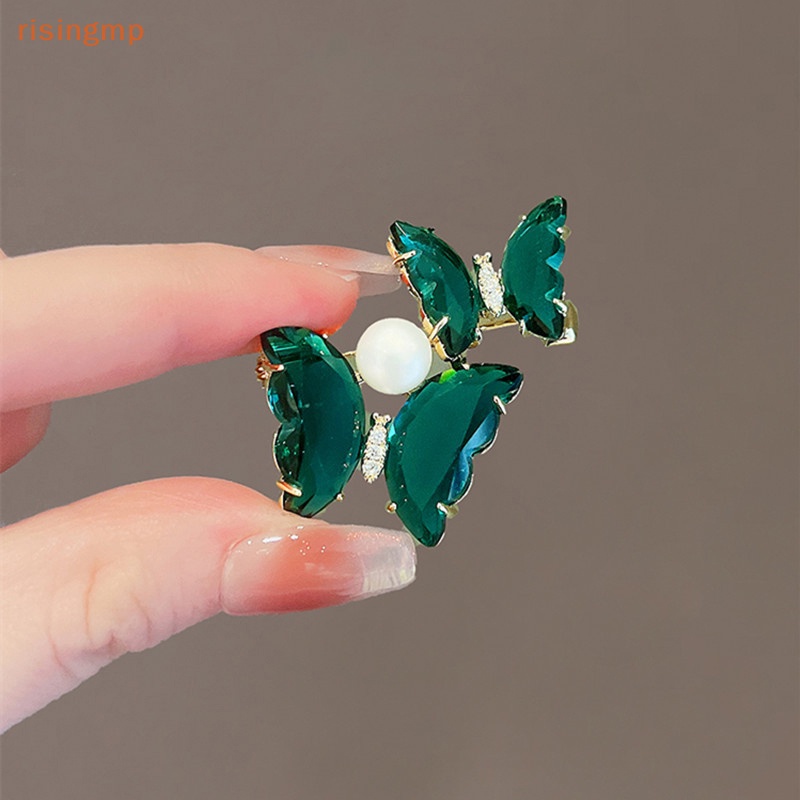 Ghim Cài Áo Hình Bướm Đôi Đính Đá Pha Lê Xanh Lá Thời Trang Cho Nữ