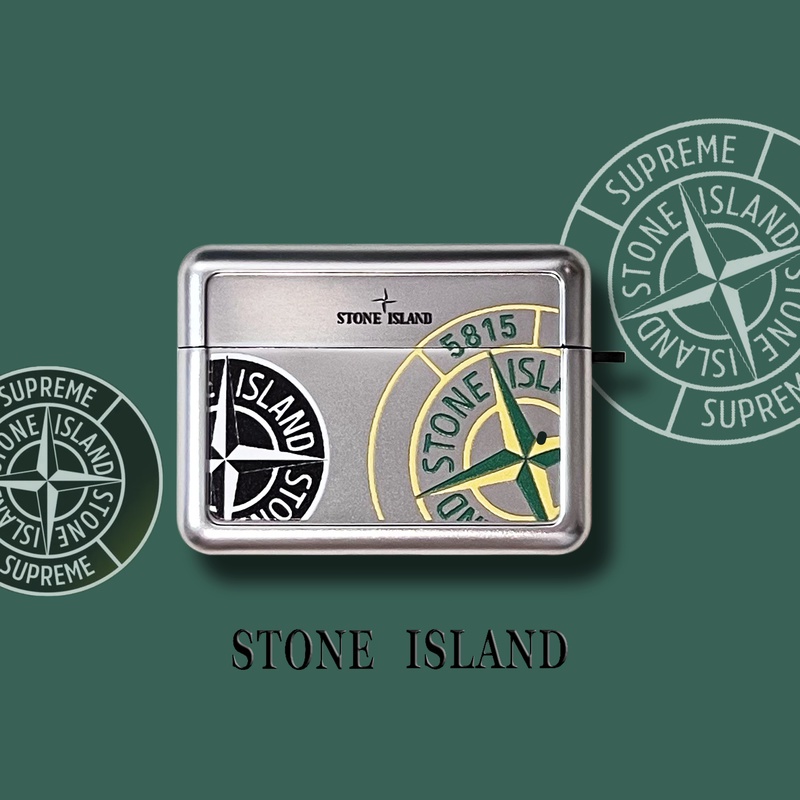 Vỏ Bảo Vệ Hộp Sạc Tai Nghe Bluetooth Không Dây AirPods 1 / 2 / 3 Pro2 2022 Bằng pc Cứng Hình Vuông Mạ Điện Họa Tiết Hòn Đảo Đá Thời Trang