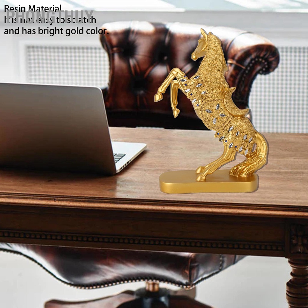 Tượng Ngựa Vàng Đính Đá để bàn May Mắn Phong Thủy Trang Trí Văn Phòng phòng khách