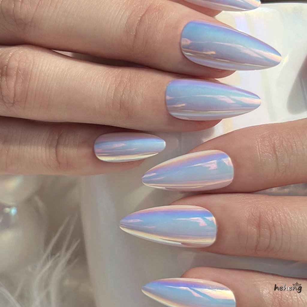 Móng Tay Giả Đầu Nhọn Cực Quang Lấp Lánh Dễ Sử Dụng