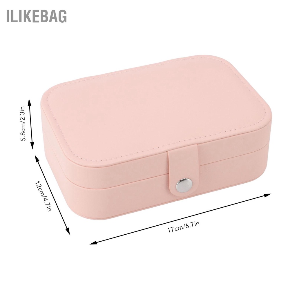 Ilikebag Hộp Đựng Trang Sức Di Động Đẹp Vòng Cổ Màu Hồng Nhẫn Bông Tai Bảo Quản Điều Chỉnh Da Du Lịch Có Khóa
