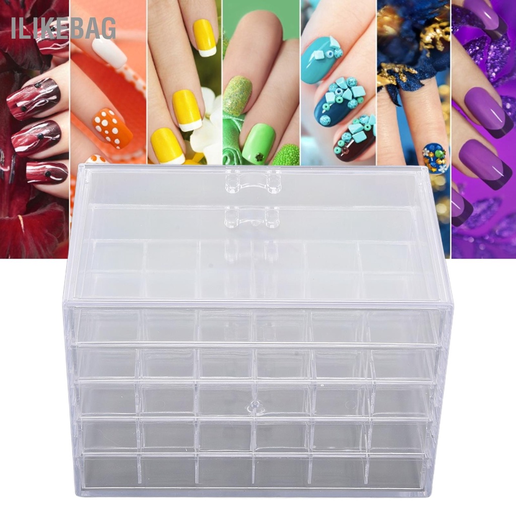 Ilikebag Hộp lưu trữ đồ trang trí nghệ thuật làm móng công cụ phân loại trong suốt 5 lớp cho phòng ngủ gia đình