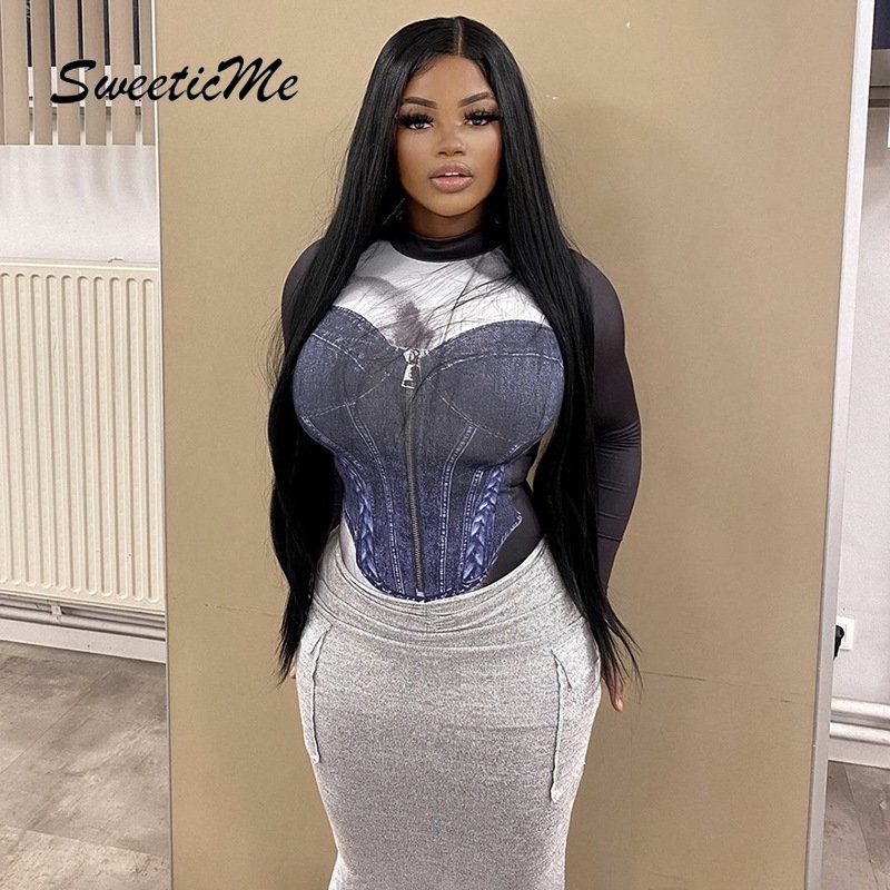 Bộ Áo Liền Quần Tay Dài Dáng Ôm Phối Màu Tương Phản Thời Trang 2023 Cho Bạn Gái