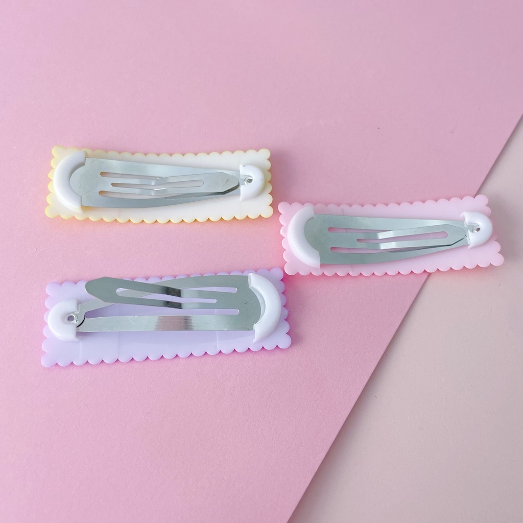 Set 4 Kẹp Tóc Hình Vuông Màu Sắc Macaron Dành Cho Nữ