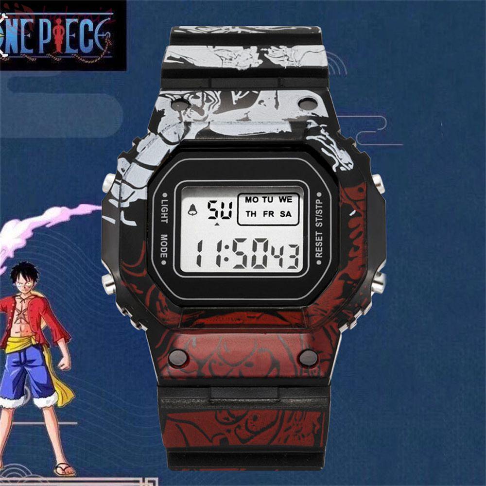 Đồng hồ điện tử đa năng chống thấm nước chống rơi họa tiết hoạt hình Luffy