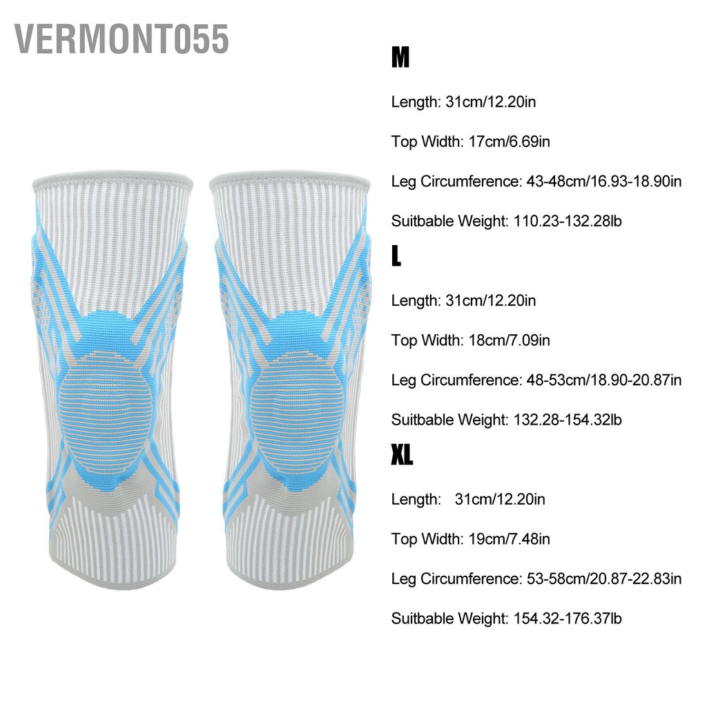 Vermont055 1 Nẹp Đầu Gối Thể Thao Miếng Lót Nylon Đan Lò Xo Silicone Bảo Vệ Hỗ Trợ Màu Xanh Cho Bóng Rổ Chạy