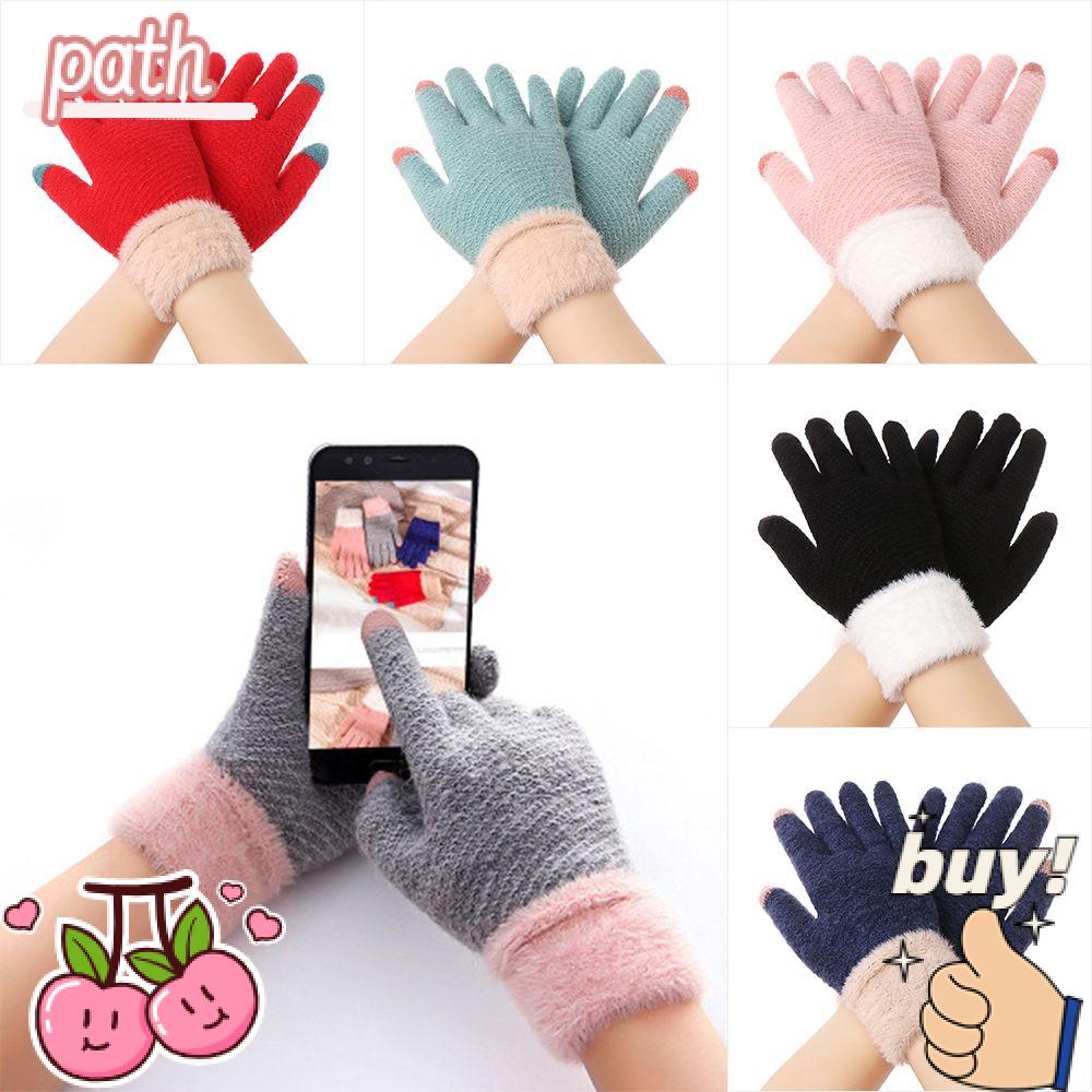 Găng Tay Dệt Kim Mềm Mại Co Giãn Giữ Ấm Ngón Tay Họa Tiết Hoạt Hình Dễ