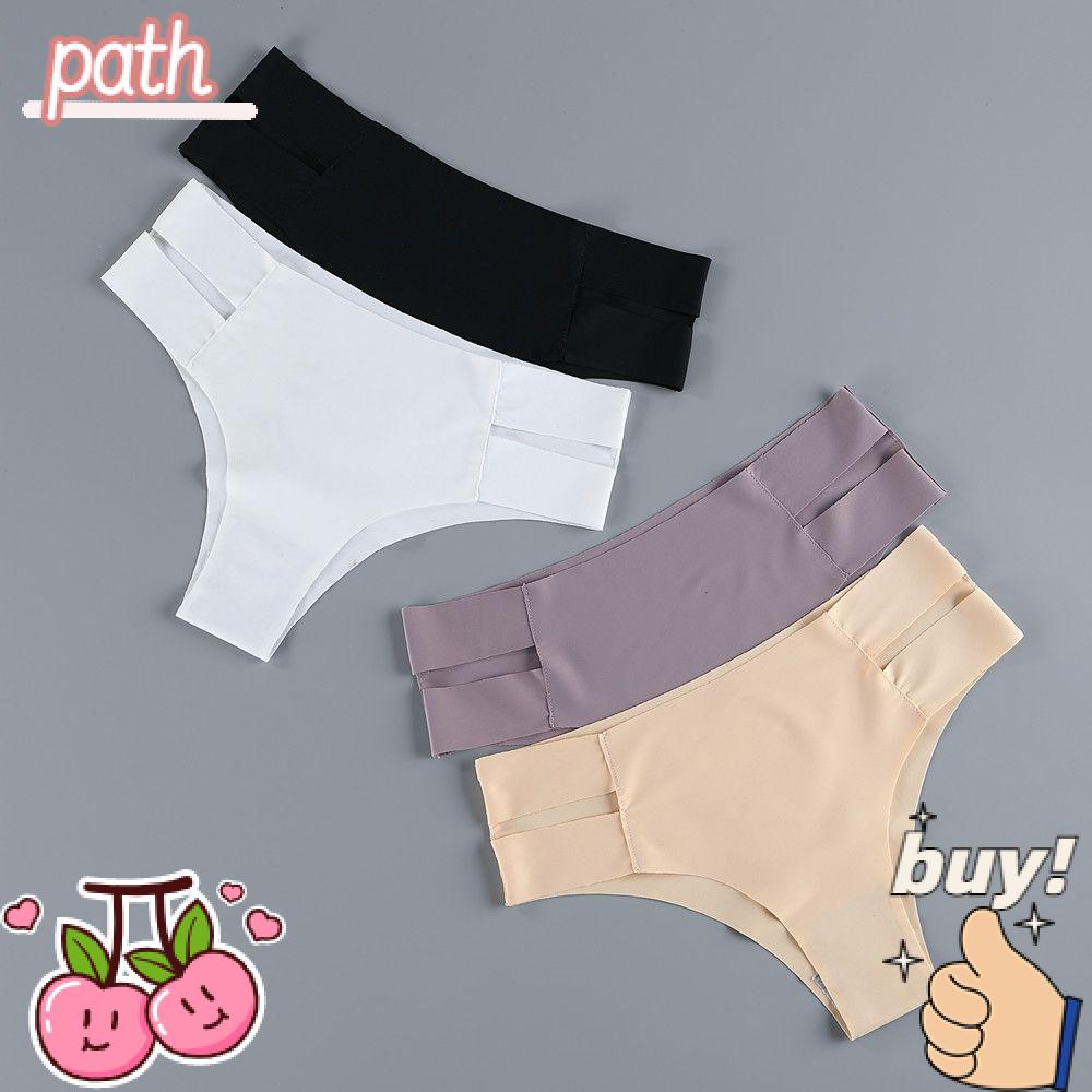 Quần Lót Lụa Lạnh Mềm Mại Lưng Thấp Không Đường May Thoáng Khí Cho Nữ