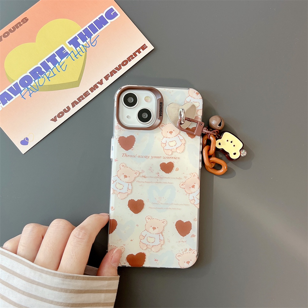 Ốp Điện Thoại TPU Mềm Trong Suốt Họa Tiết Gấu Hoạt Hình Hai Mặt Cho iPhone 14 13 12 11 Pro Max