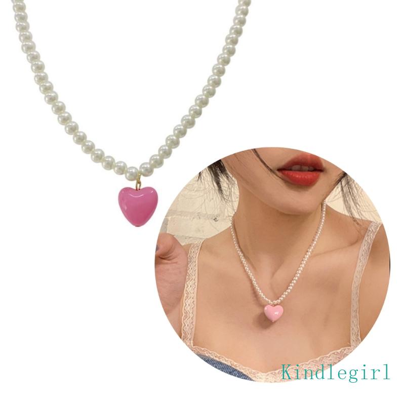 Vòng Cổ Choker Đính Ngọc Trai Hình Trái Tim Phong Cách Hàn Quốc Cho Nữ