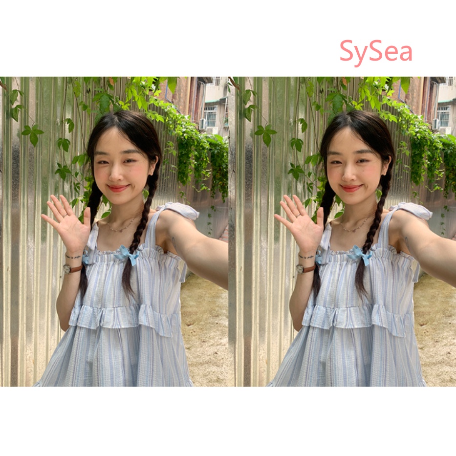 Áo Hai Dây Họa Tiết Kẻ Sọc Thời Trang Mùa Hè Cho Nữ