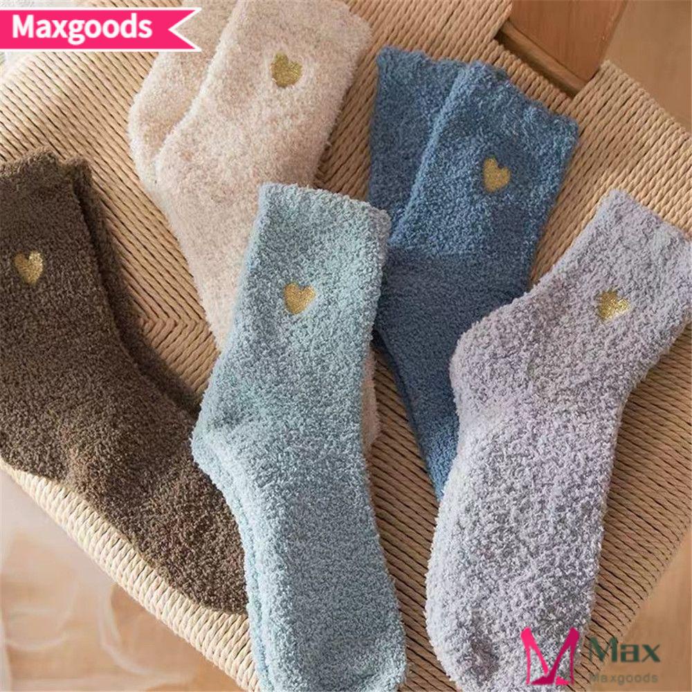 1 Đôi Tất Mùa Đông Ấm Áp Mềm Mại Họa Tiết Trái Tim