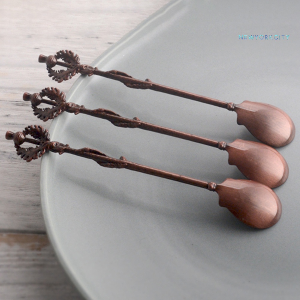 Muỗng Cà Phê Chạm Khắc Hình Hoa Lá Phong Cách Cổ Điển