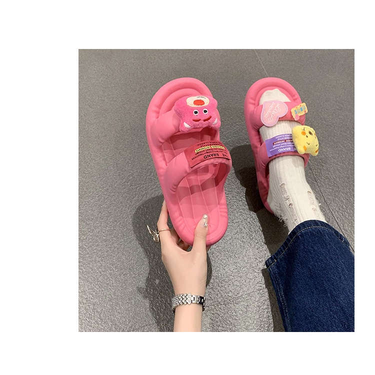 Dép Lê Đế Phẳng Thoải Mái in Hình Gấu Dâu Tây Dễ Thương Thời Trang Xuân Hè 2023