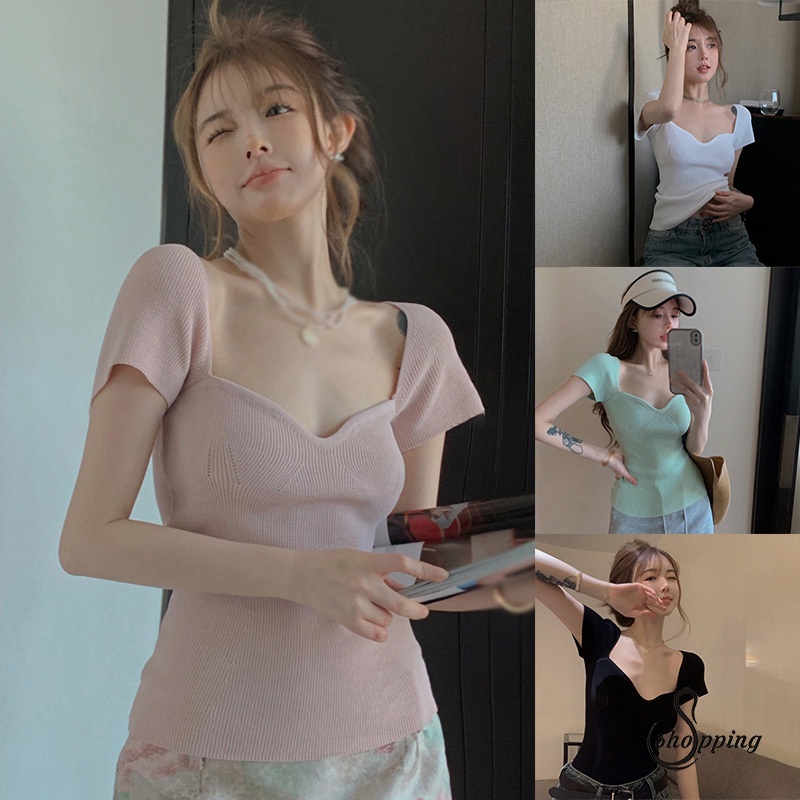 Áo Thun Nữ Tay Ngắn Màu Sắc Thời Trang Mùa Hè Phong Cách Hàn Quốc