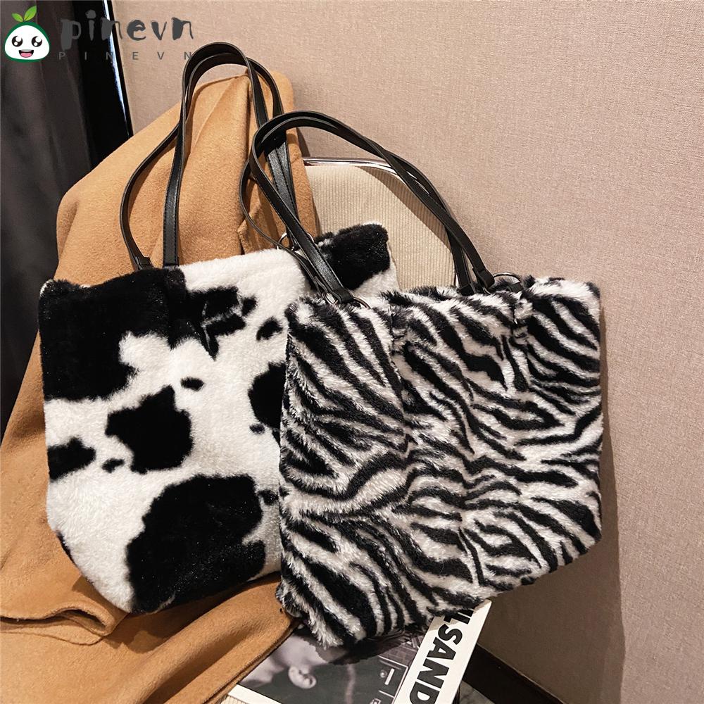 Túi Tote Đeo Vai Bằng Lông Nhung Mềm Mại Kích Thước Lớn Thời Trang Mùa Đông