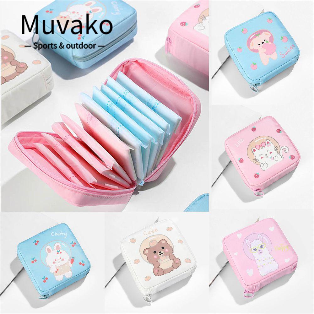 MUVAKO Túi Đựng Đồ Dùng Vệ Sinh Cá Nhân Chống Nước Chống Ẩm Có Khóa Kéo Họa Tiết Hoạt Hình Cho Nữ