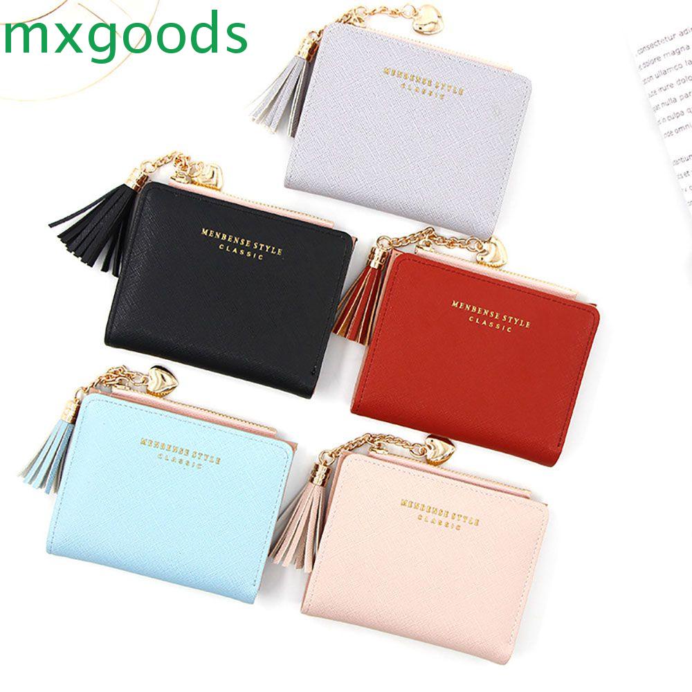 Ví Đựng Thẻ Dạng Gập Đa Năng Màu Trơn Họa Tiết Trái Tim Xinh Xắn