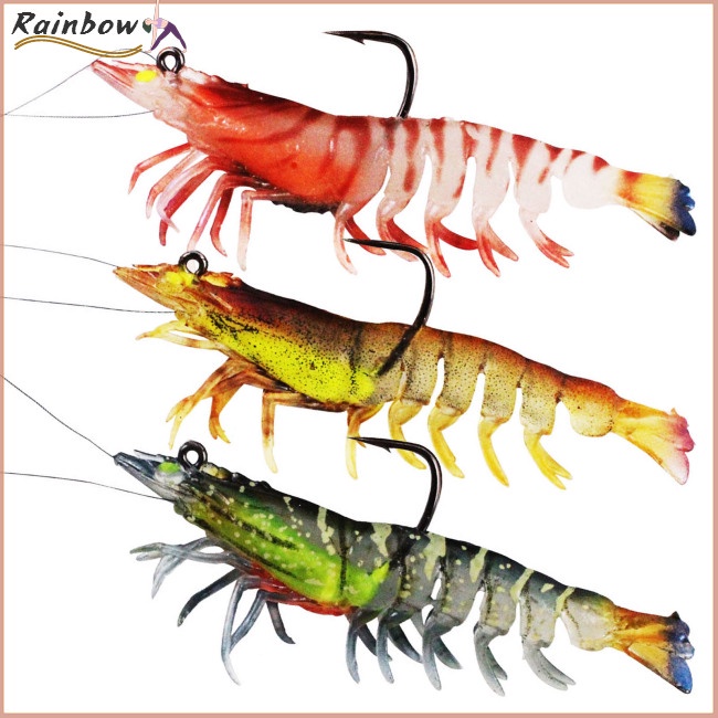 Set 3 Mồi Câu Cá Giả Hình Tôm Dạ Quang Mềm Mại Dành Cho Nam Giới