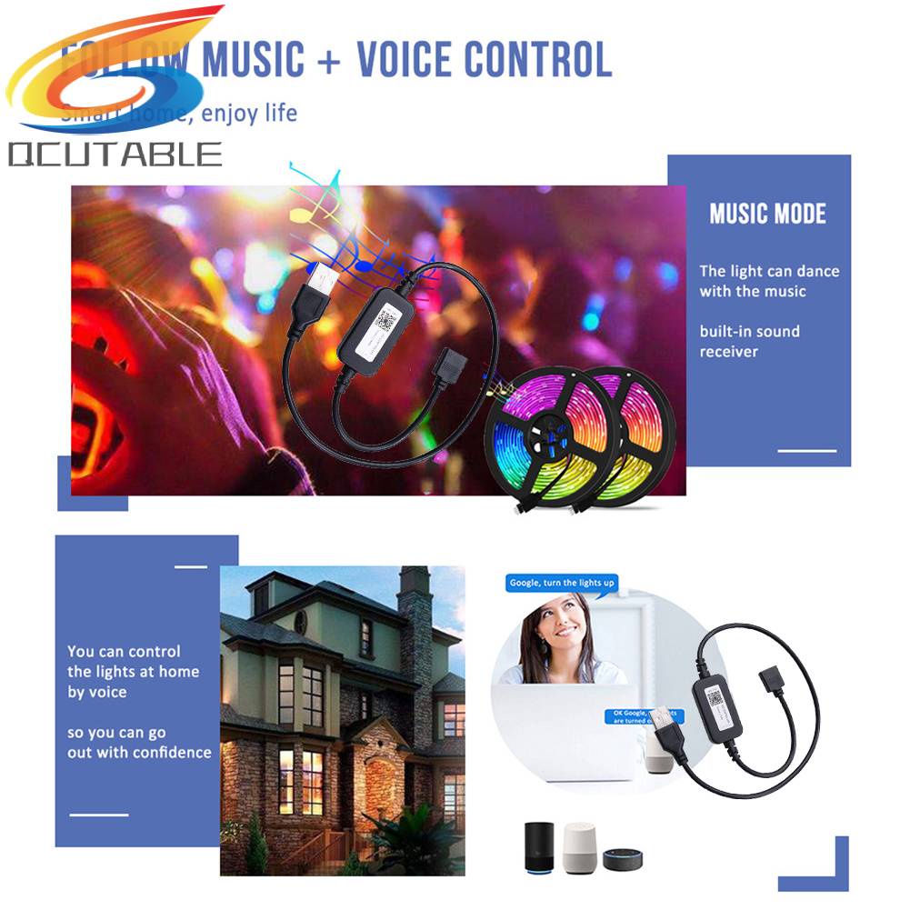 Dây Đèn LED RGB 5V Kết Nối Bluetooth Điều Khiển Bằng Ứng Dụng Điện Thoại