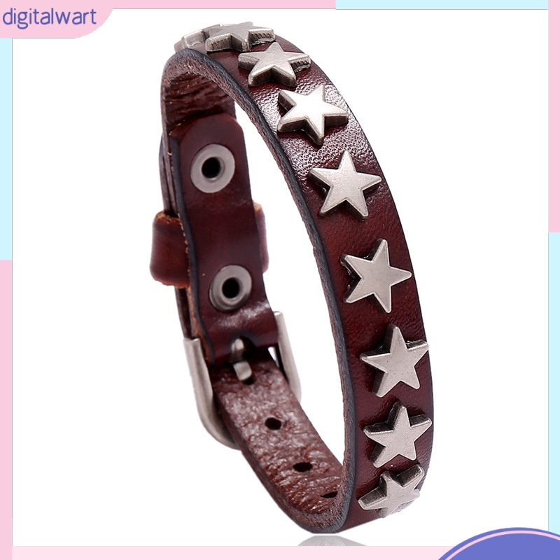 Vòng Tay Da Bò Đính Ngôi Sao Năm Cánh Phong Cách hip hop