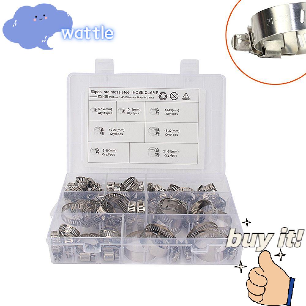 WATTLE Bộ 50 Kẹp Ống Nước Bằng Thép Không Gỉ Có Thể Điều Chỉnh