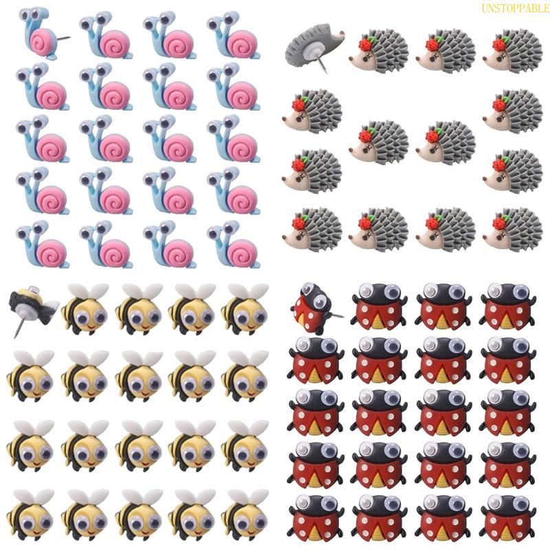 Set 20 Ghim Cài Họa Tiết Động Vật Hoạt Hình Gắn Bảng Ảnh Treo Tường