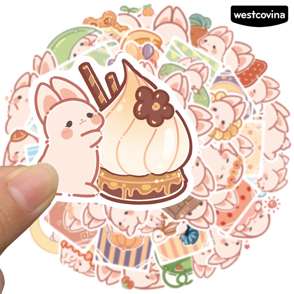 [WSTN]✎Bộ 50 Miếng Dán Họa Tiết Thỏ Hoạt Hình Graffiti Trang Trí Laptop Hành Lý