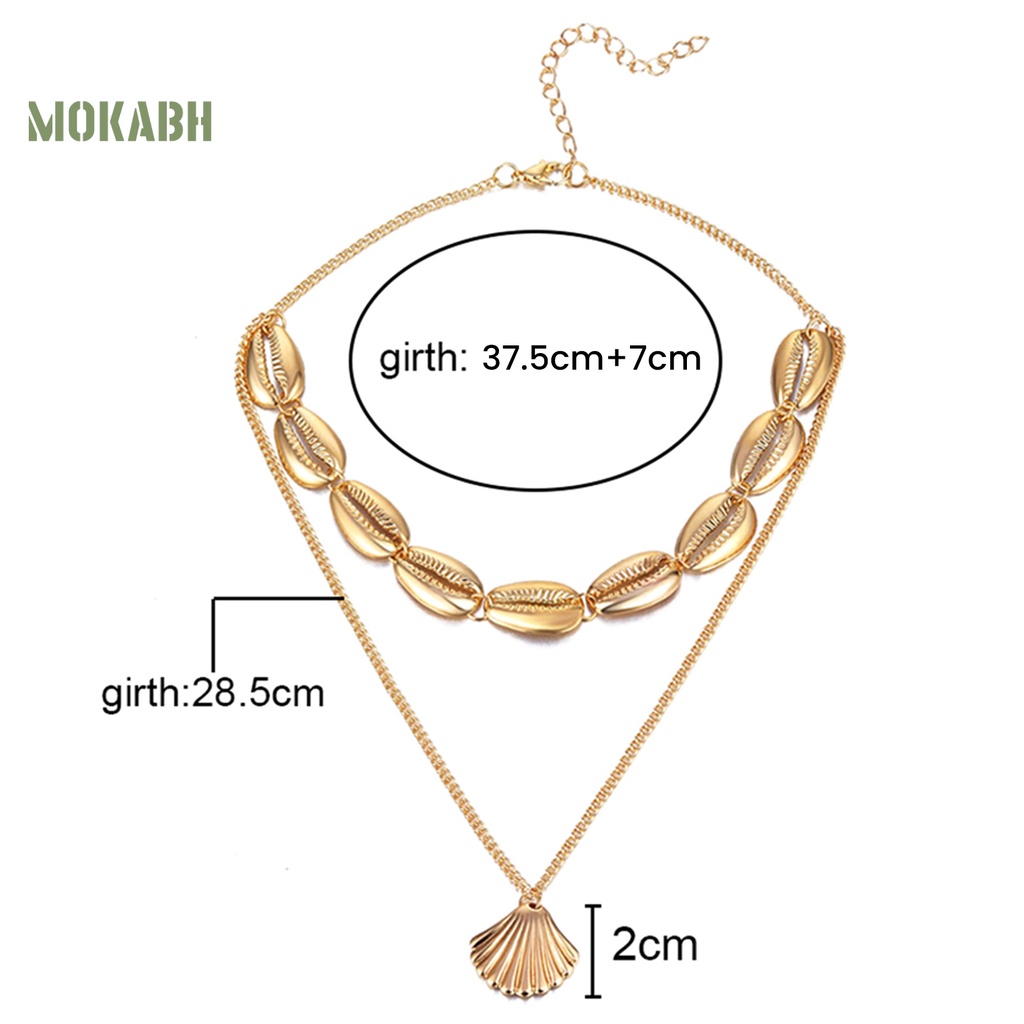 Vòng Cổ Choker Hai Lớp Họa Tiết Vỏ Sò Phong Cách Bohemian Thời Trang Mùa Hè Cho Nữ