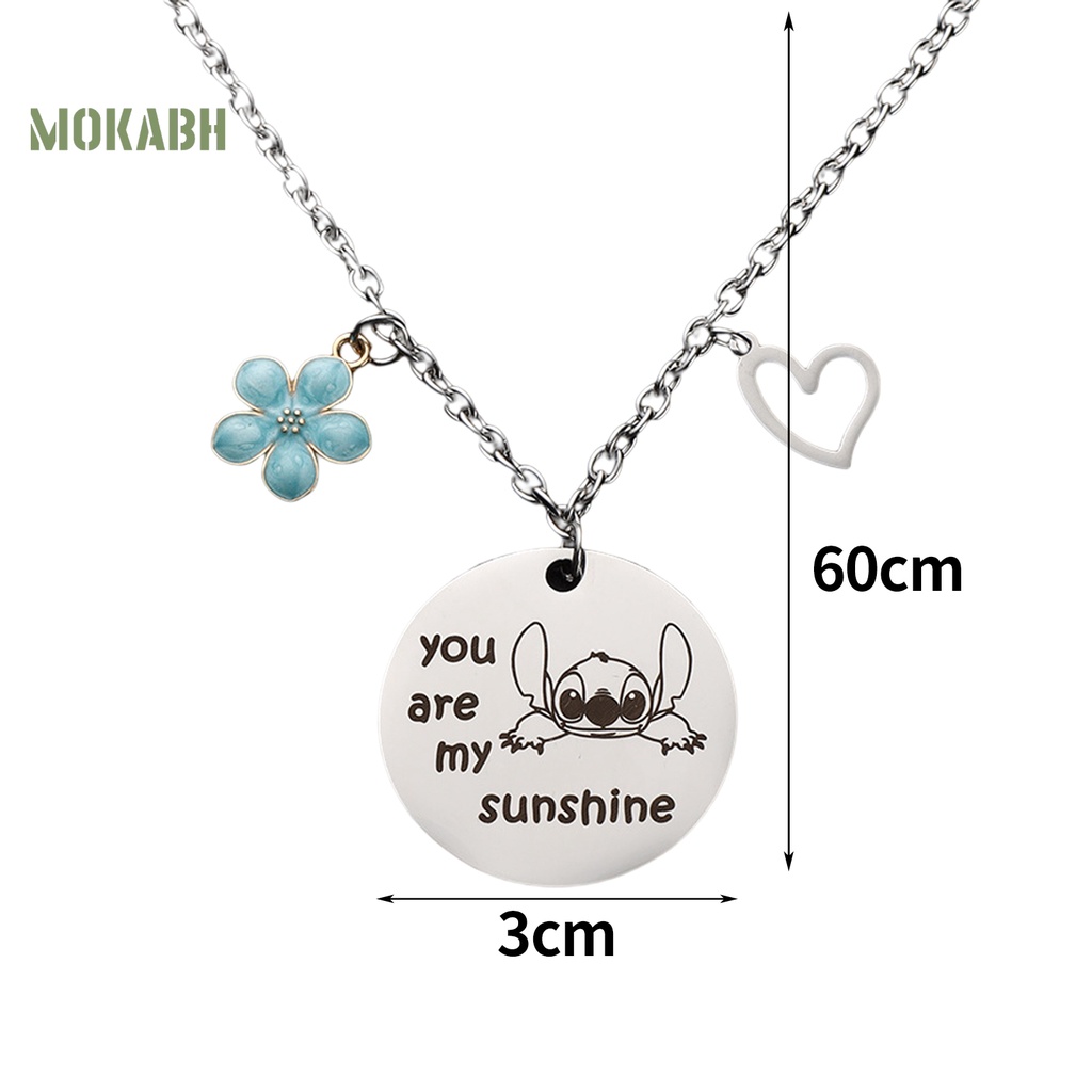 [Mok Abh] Vòng cổ Cặp Bằng Thép Không Gỉ Họa Tiết Hình Hoa Và Trái Tim