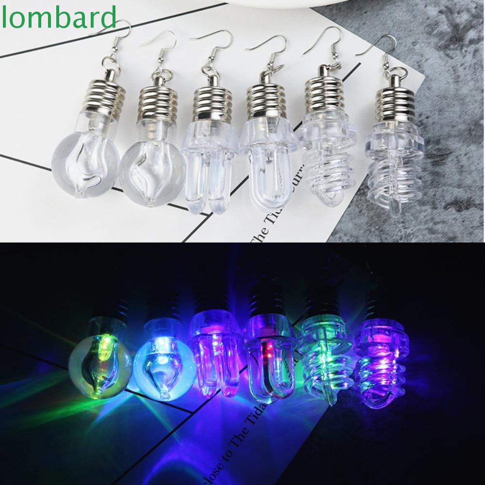 Lombard Bông Tai Hình Bóng Đèn Tròn Bằng Hợp Kim Phát Sáng Nhiều Màu Sắc Cá Tính Cho Nữ