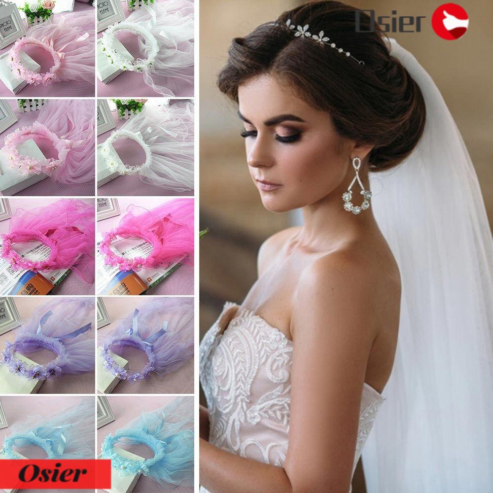 OSIER1 Vòng Hoa Hồng Vải Tuyn Hai Lớp Xinh Xắn Cho Nữ