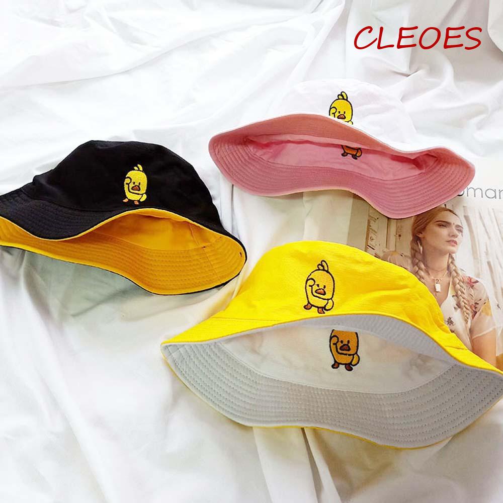 CLEOES Nón Bucket Hoạ Tiết Mặt Cười / Vịt / Quả Bơ Đáng Yêu