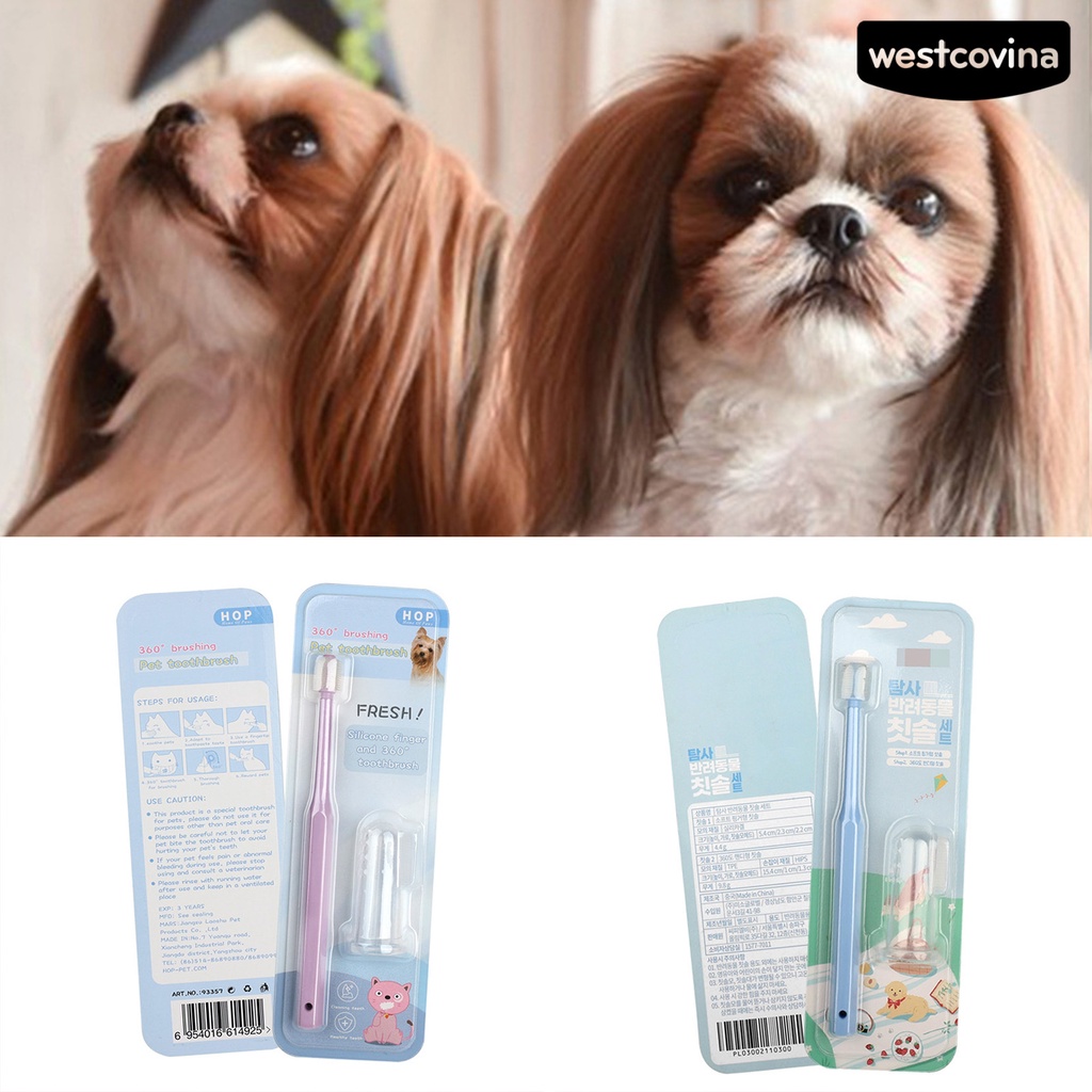 [COD]♞1 Bộ Bàn Chải Đánh Răng Lông Mềm Linh Hoạt Bằng Nhựa Đeo Ngón Tay Cho Cún Cưng