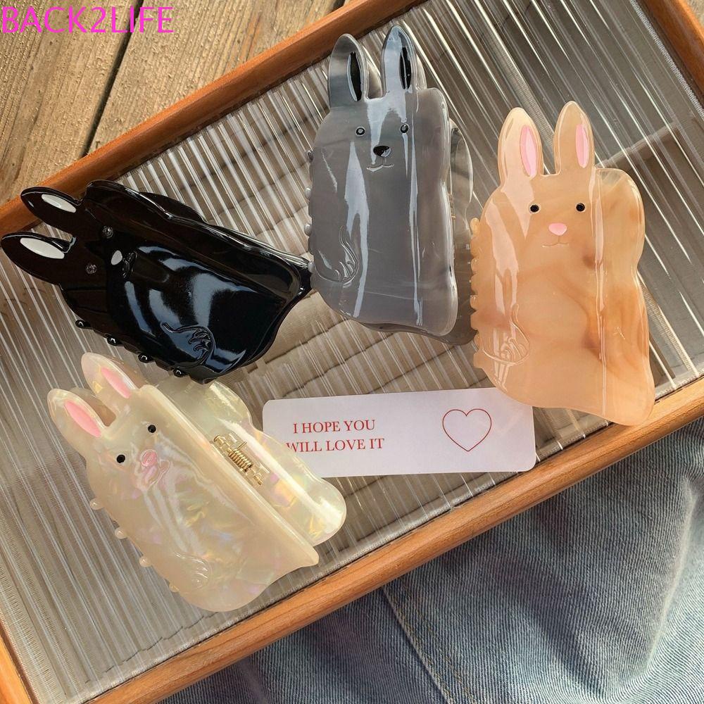 BACK2LIFE Acetate Kẹp Tóc Đuôi Ngựa Cỡ Lớn In Họa Tiết Hình Học / Cá Mập Phong Cách Hàn Quốc Dễ Thương Thời Trang Cho