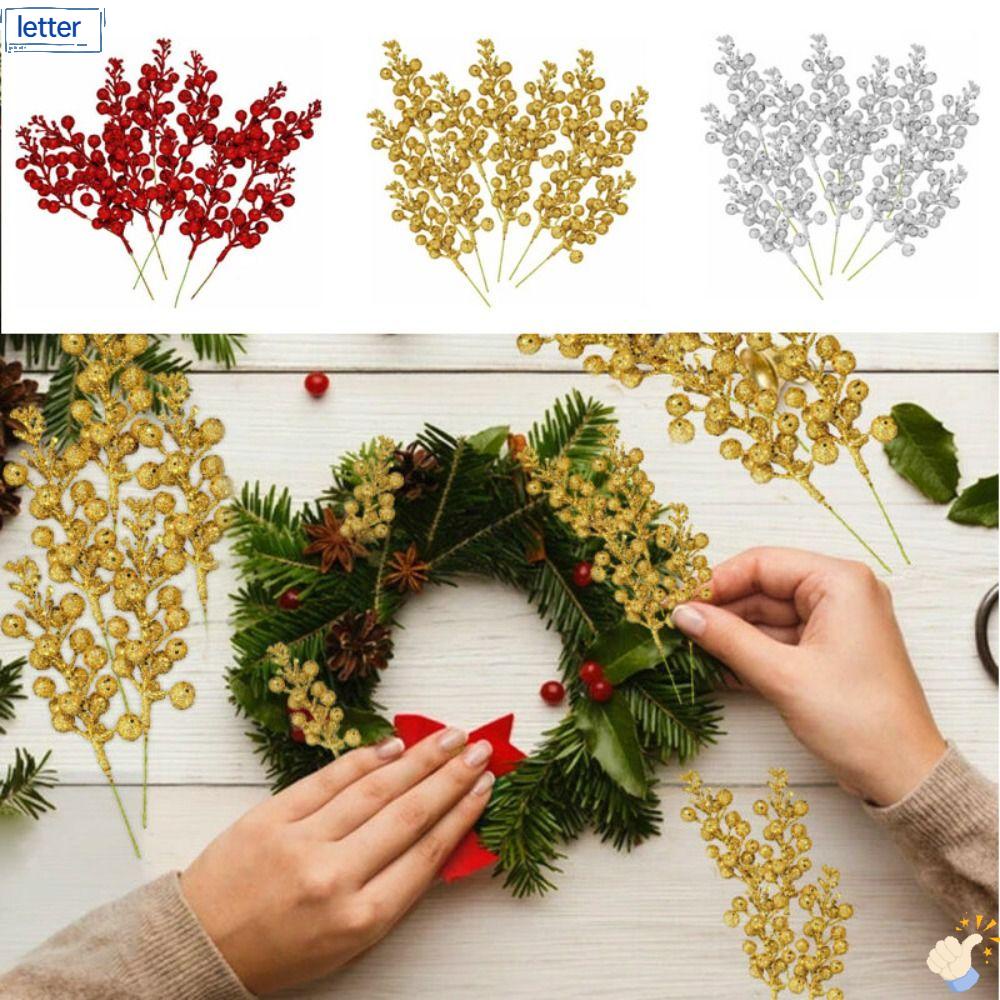 LET Set 12 Nhánh Trái Cây Giả Trang Trí Giáng Sinh