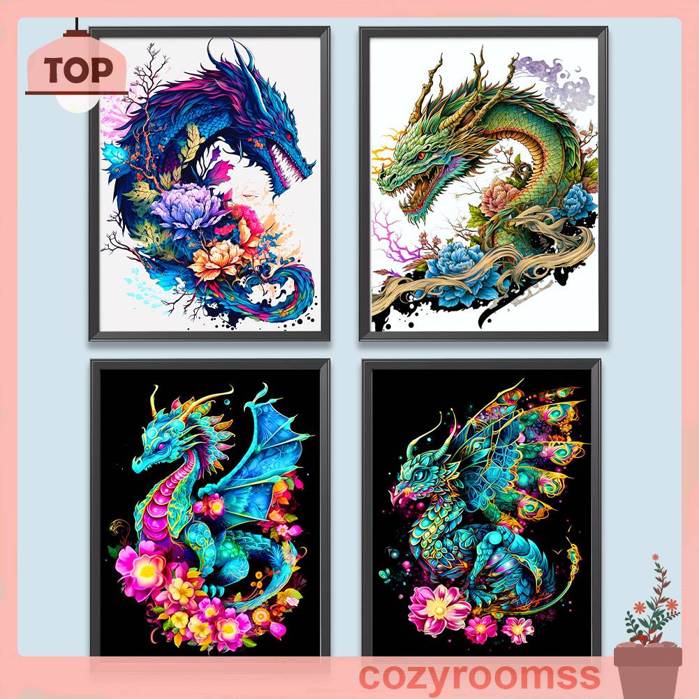 Bộ Tranh Đính Đá 5D Họa Tiết Rồng Độc Đáo DIY Dùng Trang Trí Nhà Cửa