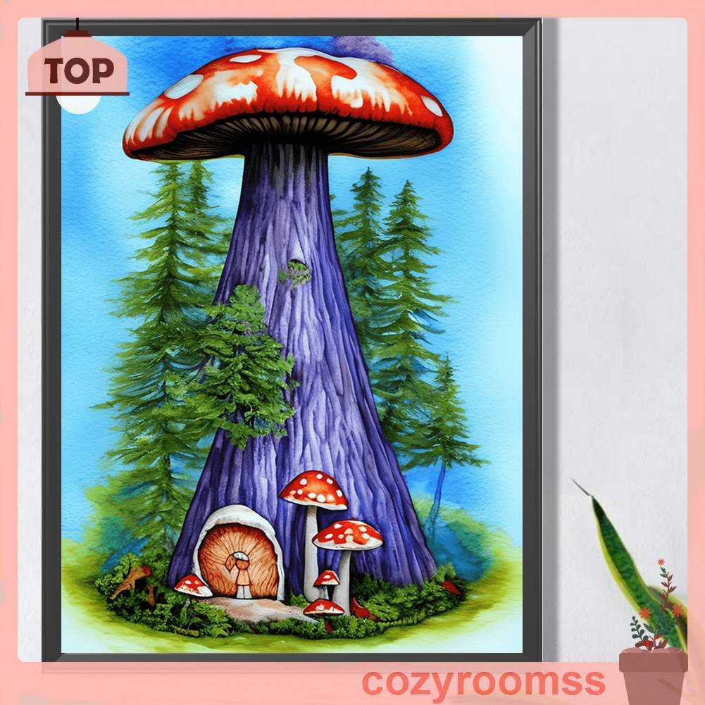 Tranh Đính Đá Kim Cương Toàn Bộ 5D DIY Hình Vẽ Nấm Trang Trí Nhà Cửa