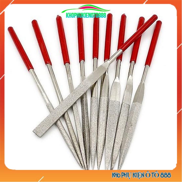 Bộ dũa mài kim cương 10 chi tiết mài dũa kim loại 140x3mm, 160x4mm, 180x5mm