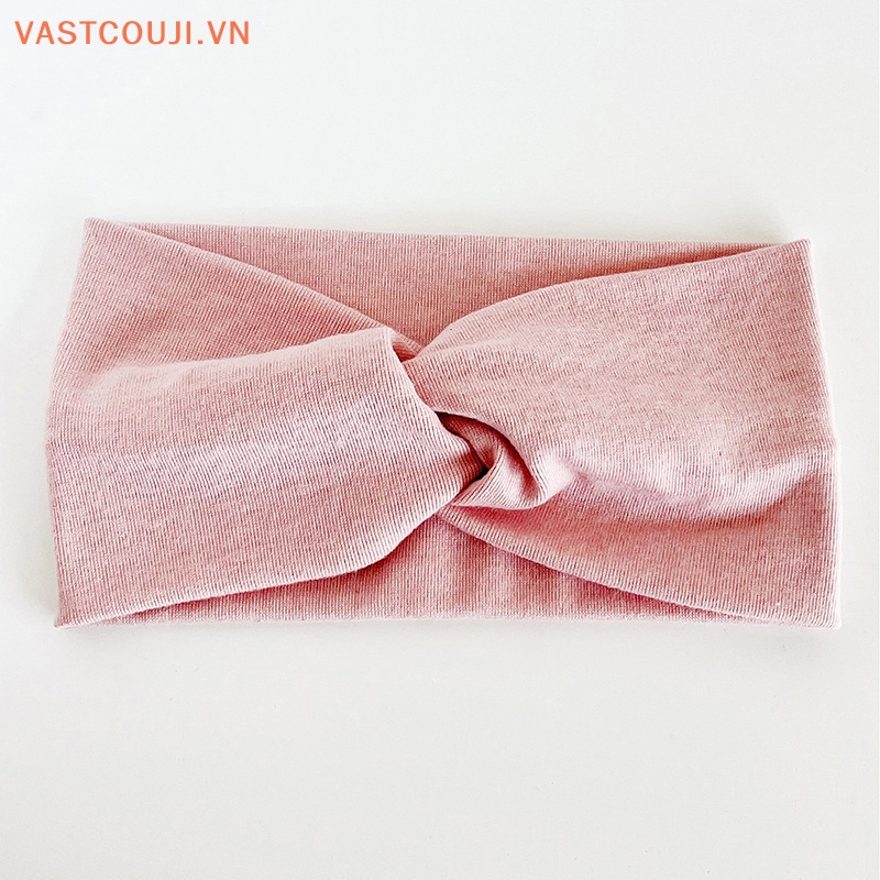 Băng Đô Cài Tóc Co Giãn Màu Trơn Đính Nơ Chéo Phong Cách Thể Thao Thời Trang Cho Nữ