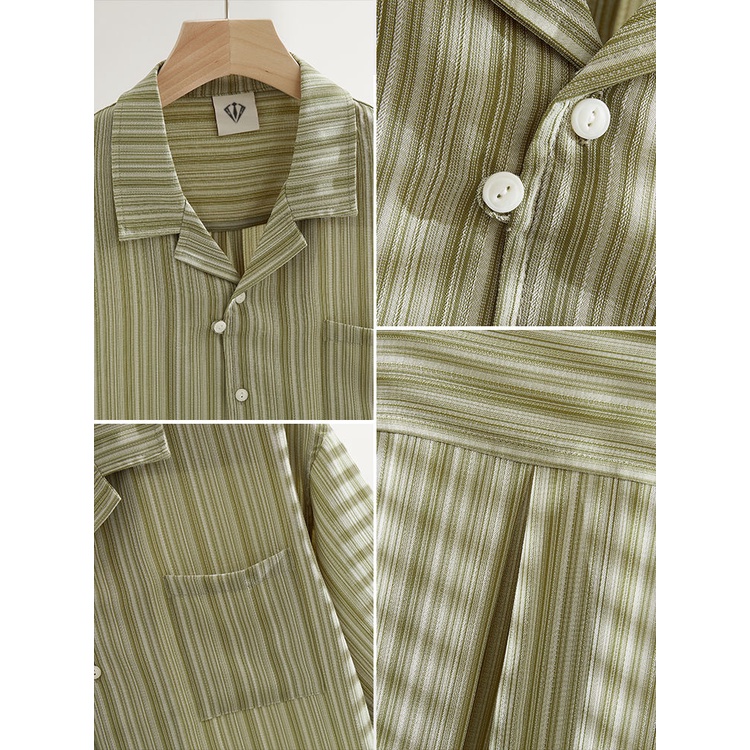 Áo Sơ Mi Nam Mỏng Dáng Rộng Tay Ngắn Phong Cách Retro Mùa Hè 2023