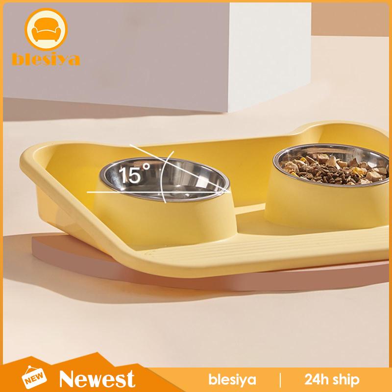 Bát Đựng Thức Ăn 2 Ngăn Bằng Thép Không Gỉ Cho Thú Cưng