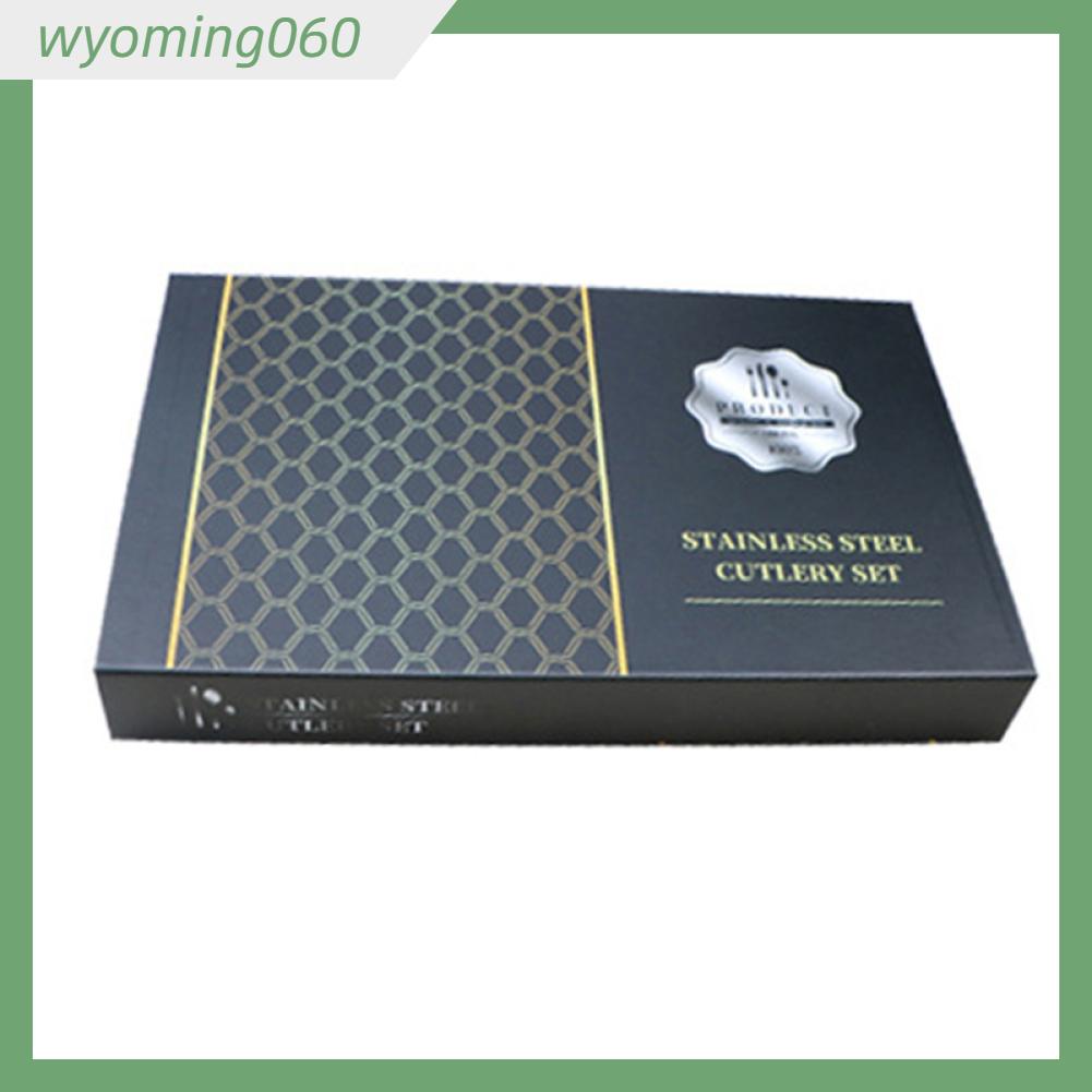 Wyoming060 Bộ Dụng Cụ Phẳng Bằng Thép Không Gỉ Bóng 24 Cái Dao Bít Tết Muỗng Nĩa Cho Nhà Hàng